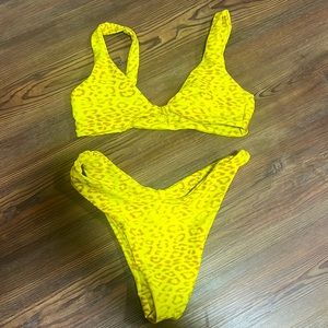 Skatie bikini yellow cheetah XS top medium bottom